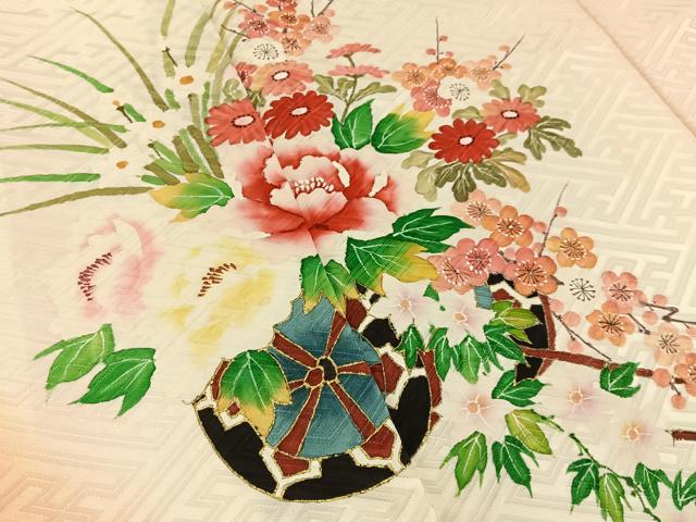 平和屋着物■訪問着　手描き　花車文　暈し染め　金彩　正絹　逸品　BAAX6370hj