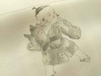 平和屋着物■訪問着　手描き　童子遊び　暈し染め　正絹　逸品　未使用　BAAX6374hj