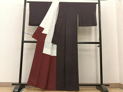 平和屋着物■上質な紬　色無地　紅消鼠色　正絹　逸品　BAAX6375hj