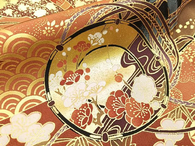平和屋着物■豪華黒留袖　松竹梅　飛鶴鼓有職文　金彩　正絹　逸品　BAAX6376hj