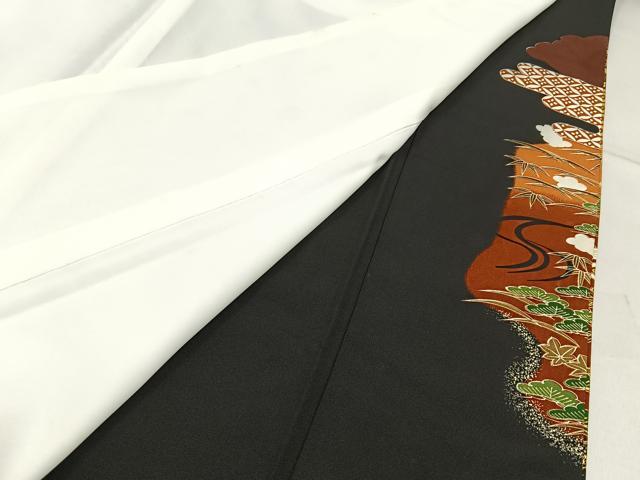 平和屋着物■豪華黒留袖　松竹梅　飛鶴鼓有職文　金彩　正絹　逸品　BAAX6376hj