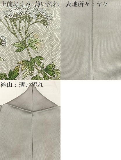 平和屋着物■訪問着　作家物　駒刺繍　色紙草花文　正絹　逸品　BAAX6381hj