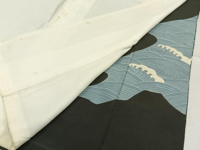 平和屋着物■豪華黒留袖　駒刺繍　飛鶴立波文　金彩　正絹　逸品　BAAX6382hj