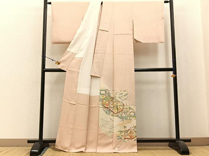 平和屋着物■豪華色留袖　駒刺繍　鳳凰文箱花文　暈し染め　正絹　逸品　BAAX6384hj