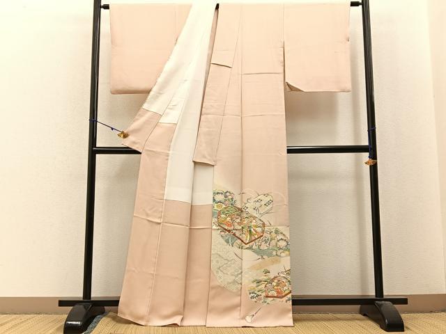 平和屋着物■豪華色留袖　駒刺繍　鳳凰文箱花文　暈し染め　正絹　逸品　BAAX6384hj
