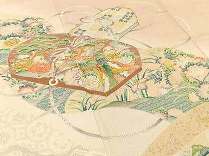 平和屋着物■豪華色留袖　駒刺繍　鳳凰文箱花文　暈し染め　正絹　逸品　BAAX6384hj