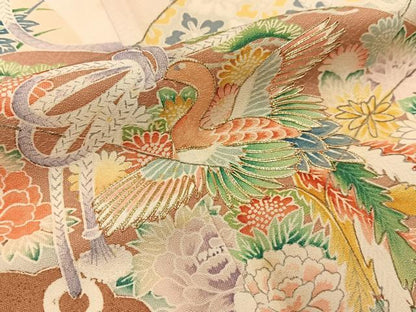 平和屋着物■豪華色留袖　駒刺繍　鳳凰文箱花文　暈し染め　正絹　逸品　BAAX6384hj