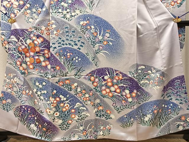 平和屋着物■豪華振袖　駒刺繍　重ね山菊花文　暈し染め　正絹　逸品　BAAX6385hj