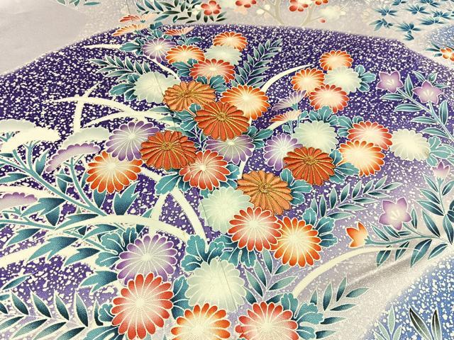 平和屋着物■豪華振袖　駒刺繍　重ね山菊花文　暈し染め　正絹　逸品　BAAX6385hj