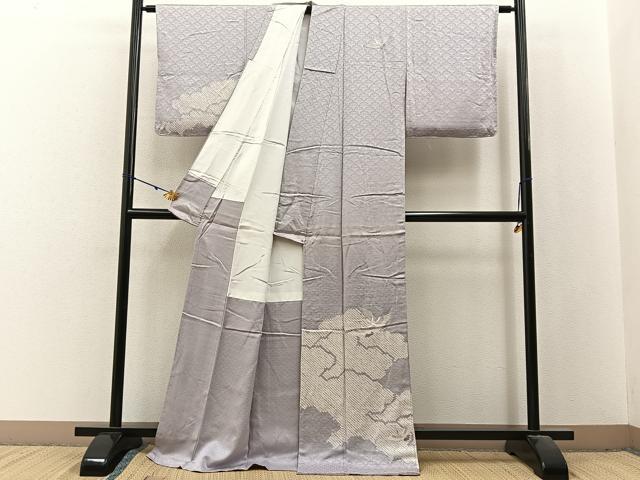 平和屋着物■訪問着　絞り　刺繍　飛鶴雲重ね文　銀糸　正絹　逸品　BAAX6387hj