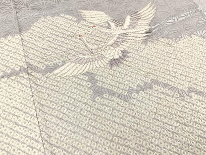 平和屋着物■訪問着　絞り　刺繍　飛鶴雲重ね文　銀糸　正絹　逸品　BAAX6387hj