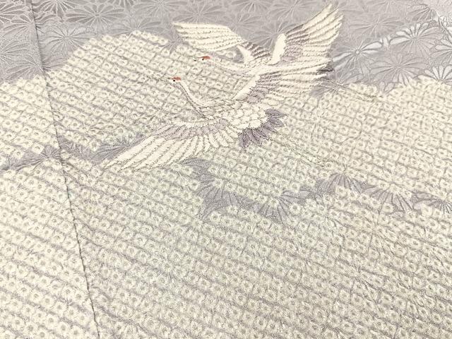 平和屋着物■訪問着　絞り　刺繍　飛鶴雲重ね文　銀糸　正絹　逸品　BAAX6387hj