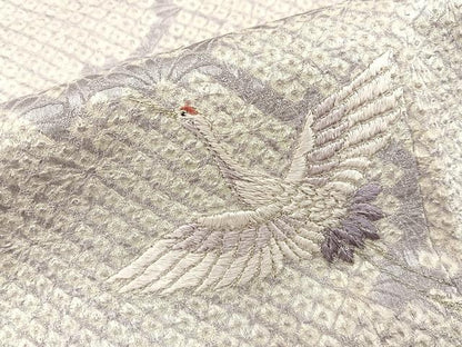 平和屋着物■訪問着　絞り　刺繍　飛鶴雲重ね文　銀糸　正絹　逸品　BAAX6387hj