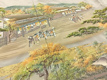 平和屋着物■色留訪問着　田原尚志　人物風景文　暈し染め　金彩　仮絵羽　正絹　逸品　未使用　BAAX6389hj