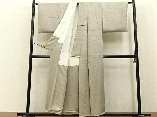平和屋着物●本加賀友禅作家　柿本市郎監修　色無地　風景草花地紋　砂色　正絹　逸品　BAAX6396hj