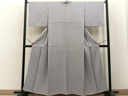 平和屋着物■上質な色無地　草花地紋　薄梅鼠色　正絹　逸品　BAAX6398hj