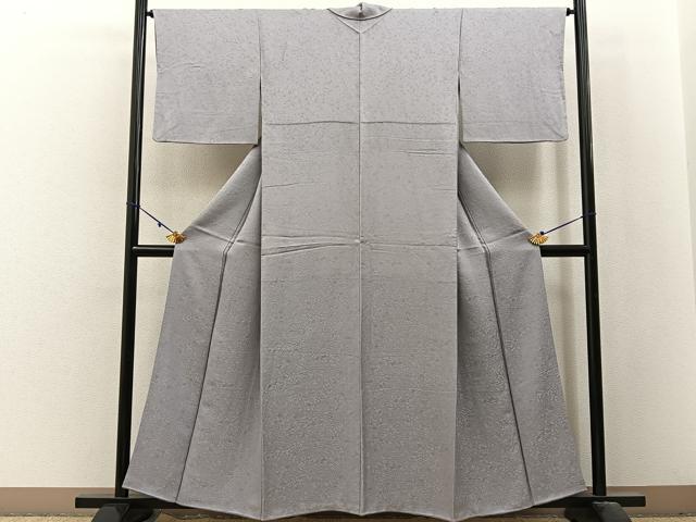 平和屋着物■上質な色無地　草花地紋　薄梅鼠色　正絹　逸品　BAAX6398hj