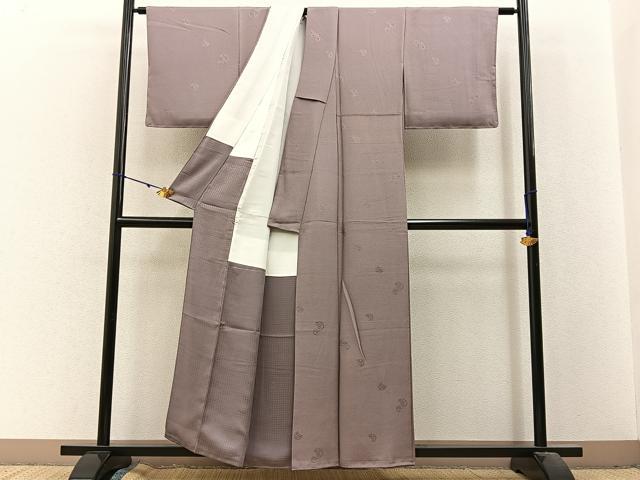 平和屋着物■上質な色無地　花丸地紋　鴇浅葱色　正絹　逸品　BAAX6399hj