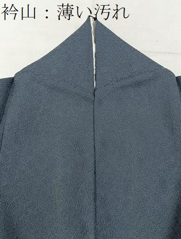 平和屋着物■上質な色無地　花唐草地紋　藍鼠色　正絹　逸品　BAAX6400hj