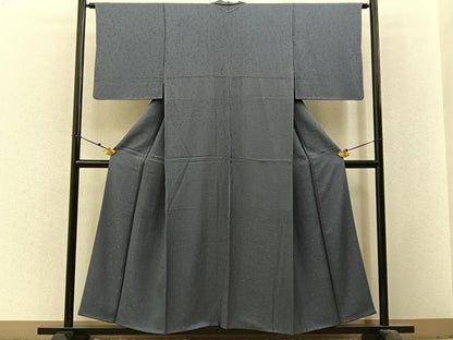 平和屋着物■上質な色無地　花唐草地紋　藍鼠色　正絹　逸品　BAAX6400hj