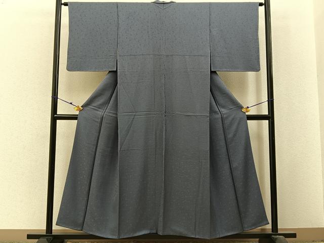 平和屋着物■上質な色無地　花唐草地紋　藍鼠色　正絹　逸品　BAAX6400hj