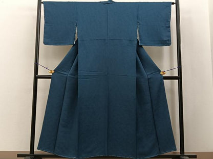 平和屋着物●上質な色無地　南天地紋　錆鉄御納戸色　正絹　逸品　未使用　BAAX6401hj