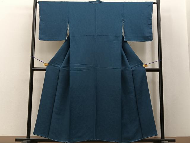 平和屋着物●上質な色無地　南天地紋　錆鉄御納戸色　正絹　逸品　未使用　BAAX6401hj