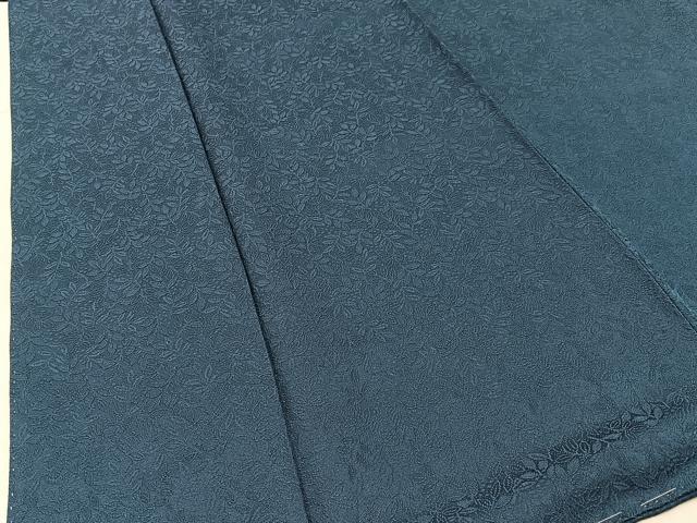 平和屋着物●上質な色無地　南天地紋　錆鉄御納戸色　正絹　逸品　未使用　BAAX6401hj