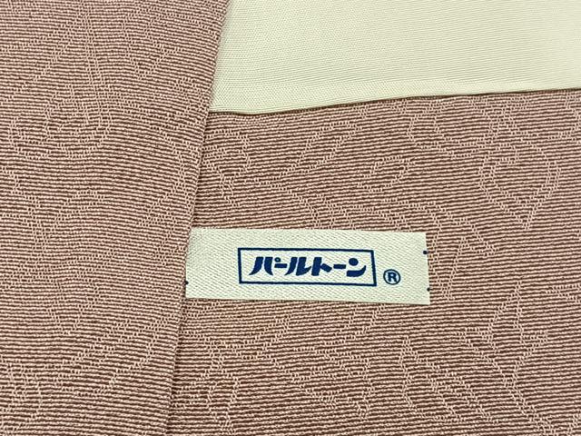 平和屋着物●上質な色無地　飛鶴更紗花唐草地紋　赤香色　正絹　逸品　BAAX6402hj