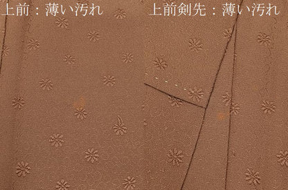 平和屋着物■上質な色無地　菊地紋　赭色　正絹　逸品　BAAX6403hj