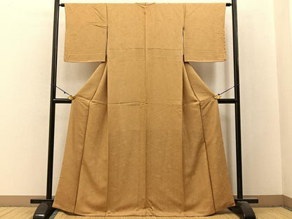平和屋着物●上質な色無地　辻が花地紋　飴色　さが美扱い　正絹　逸品　BAAX6405hj