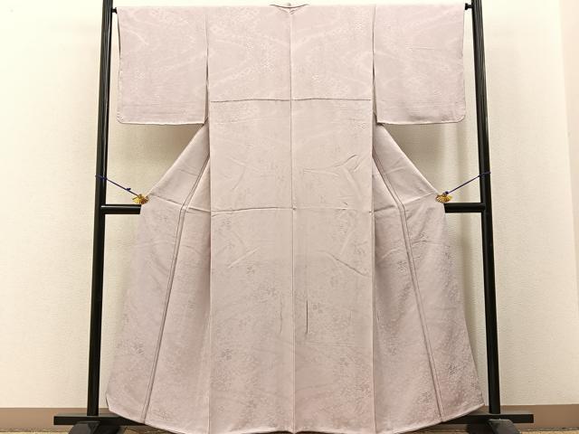 平和屋着物●上質な色無地　三つ葉地紋　桜鼠色　正絹　逸品　未使用　BAAX6406hj