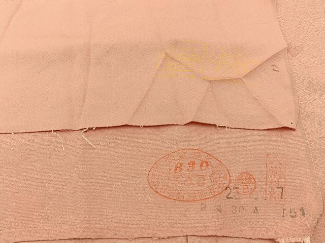 平和屋着物●上質な色無地　菊桐地紋　珊瑚色　反端付き　正絹　逸品　未使用　BAAX6407hj