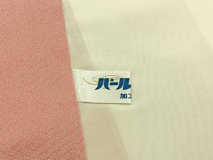 平和屋着物●上質な色無地　菊桐地紋　珊瑚色　反端付き　正絹　逸品　未使用　BAAX6407hj