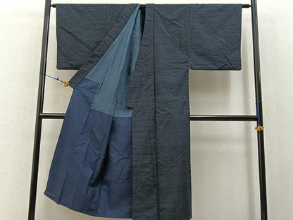 平和屋着物■男性　紬　アンサンブル　長襦袢(無双仕立て)セット　80亀甲　総詰め　正絹　逸品　BAAX6411hj