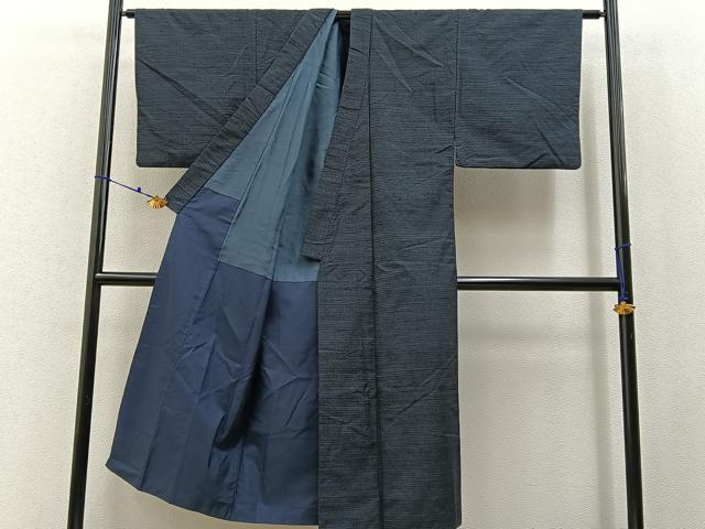平和屋着物■男性　紬　アンサンブル　長襦袢(無双仕立て)セット　80亀甲　総詰め　正絹　逸品　BAAX6411hj