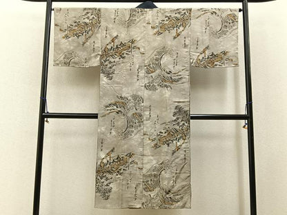 平和屋着物■男性　紬　アンサンブル　長襦袢(無双仕立て)セット　80亀甲　総詰め　正絹　逸品　BAAX6411hj