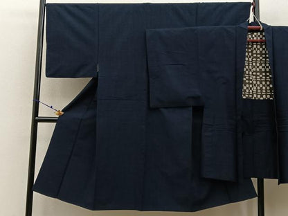平和屋着物■男性　結城紬　アンサンブル　80亀甲　総詰め　正絹　逸品　BAAX6412hj