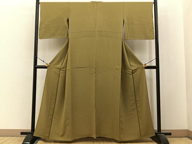 平和屋着物▽上質な色無地　単衣　梅幸茶色　正絹　逸品　BAAX6417hj