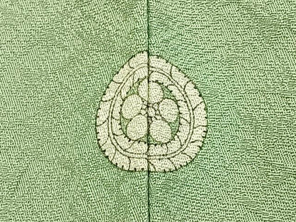平和屋着物▽上質な色無地　単衣　作家物　若葉色　正絹　逸品　BAAX6418hj