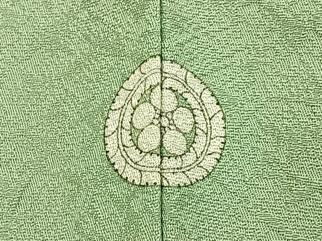 平和屋着物▽上質な色無地　単衣　作家物　若葉色　正絹　逸品　BAAX6418hj