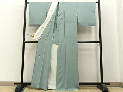 平和屋着物▽本草木染作家　瑞寶　色無地　単衣　柳鼠色　正絹　逸品　BAAX6419hj