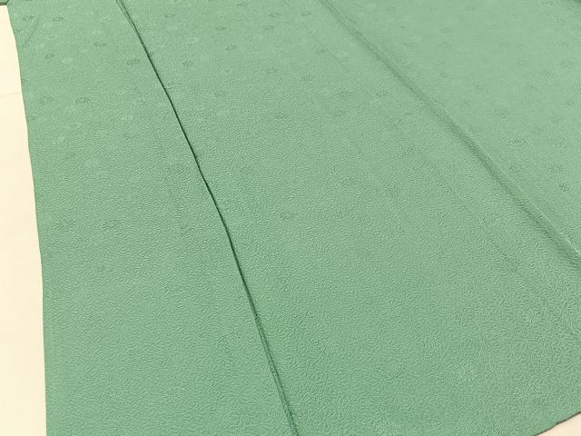 平和屋着物▽上質な色無地　単衣　菊地紋　青磁色　正絹　逸品　BAAX6422hj