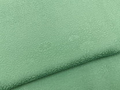 平和屋着物▽上質な色無地　単衣　菊地紋　青磁色　正絹　逸品　BAAX6422hj