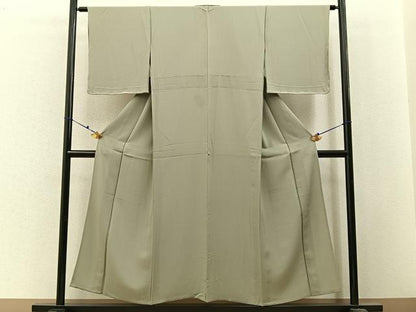 平和屋着物▽上質な色無地　単衣　白橡色　正絹　逸品　未使用　BAAX6423hj