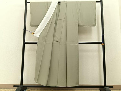 平和屋着物▽上質な色無地　単衣　白橡色　正絹　逸品　未使用　BAAX6423hj