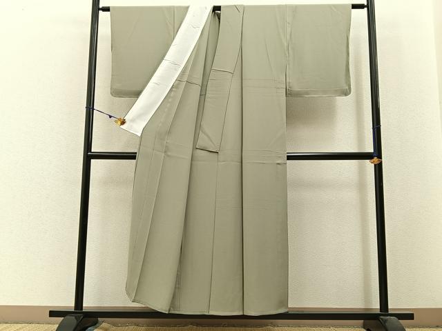 平和屋着物▽上質な色無地　単衣　白橡色　正絹　逸品　未使用　BAAX6423hj
