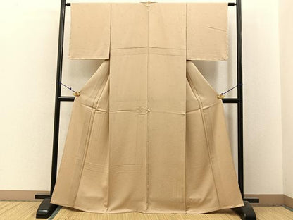 平和屋着物▽上質な色無地　単衣　草花地紋　枯色　正絹　逸品　未使用　BAAX6424hj