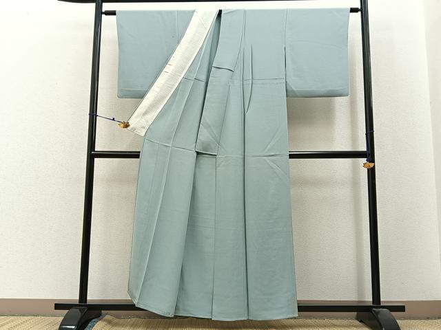 平和屋着物▽上質な色無地　単衣　白鼠色　正絹　逸品　BAAX6426hj