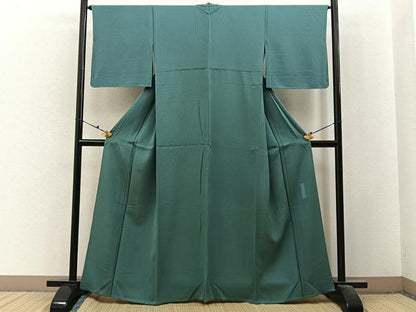 平和屋着物▽染色作家　草野一騎監修　色無地　単衣　薄青色　正絹　逸品　BAAX6428hj